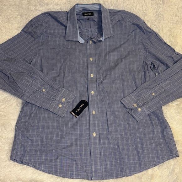 Nautica Other - Nautica Men’s Blue Button Down Dress Shirt Size Large, Neck 16.5